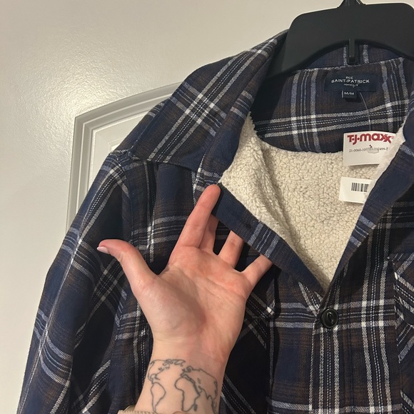 Men’s Rue Saint Patrick Navy Plaid Jacket Size Medium - Picture 2 of 4